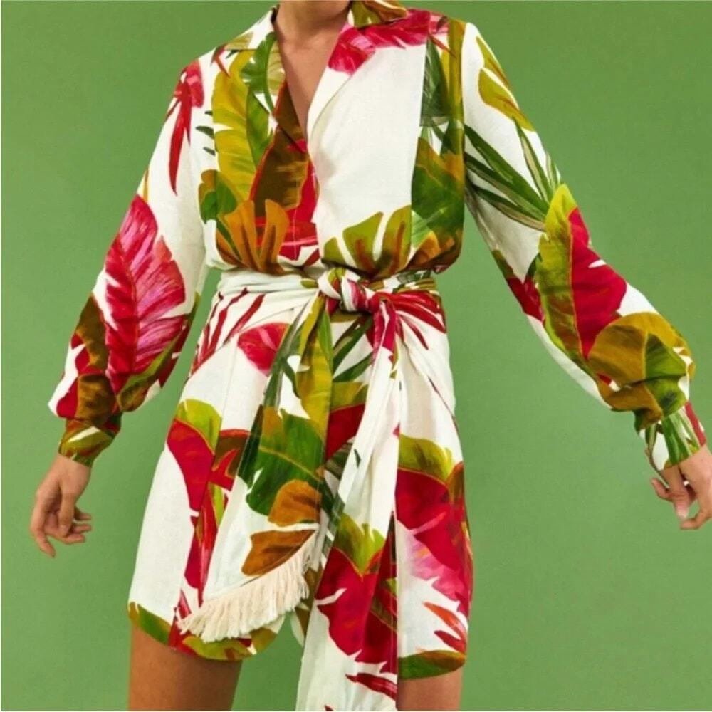 Farm Rio Spring Forest Mini Dress M - Picture 8 of 8